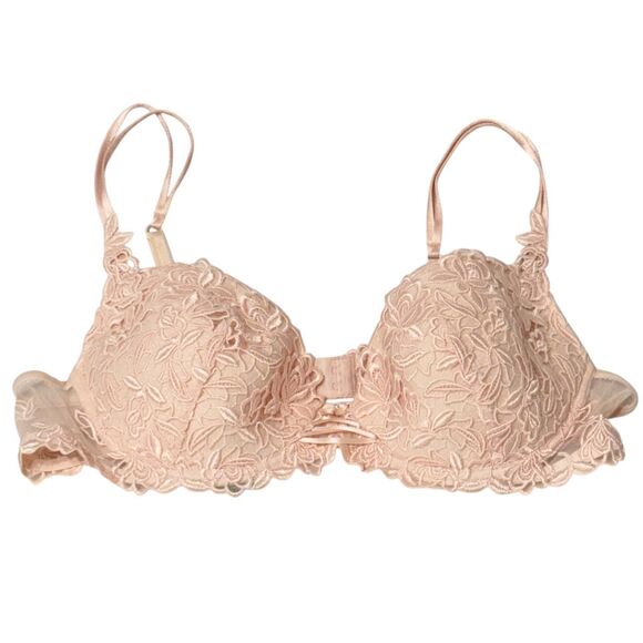 LISE CHARMEL Push Up Bra 38C Pink Embroidered Underwire Padded